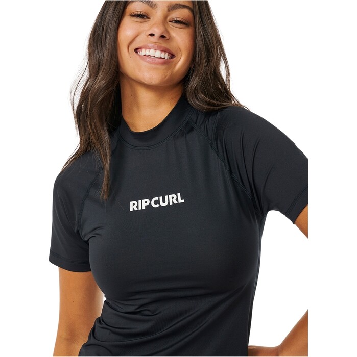 2024 Rip Curl Womens Classic Surf Short Sleeve Rash Vest 17NWRV - Black